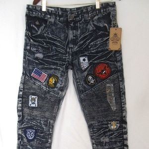 NWT DNM Collection NY Patchwork Biker Jeans